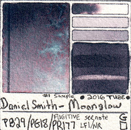PB29 PG18 PR177 Daniel Smith Moonglow Watercolor Lightfast Fugitive Pigment Database