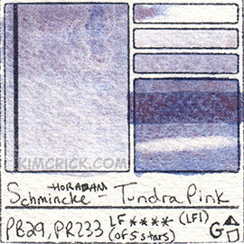 PB29 PR233 Schmincke Horadam Tundra Pink super granulating tundra and forest swatch pigment card color watercolor art