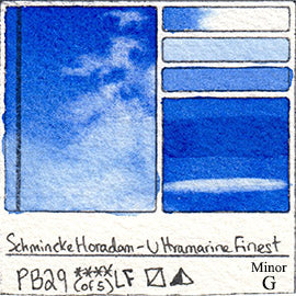 PB29 Schmincke Horadam Ultramarine Finest Watercolor Swatch Card Color Chart