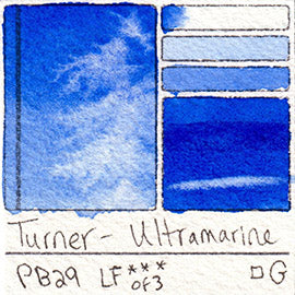 PB29 Turner Watercolor Ultramarine Blue Color Art Pigment Database Swatch Card