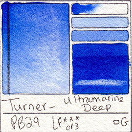 PB29 Turner Watercolor Ultramarine Deep Color Art Pigment Database Swatch Card