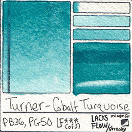 PB36 PG50 Turner Watercolor Cobalt Turquoise Color Pigment Database Swatch Card