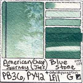 PB36 PY42 American Journey Cheap Joe's Blue Stone pigment swatch lightfast database card art