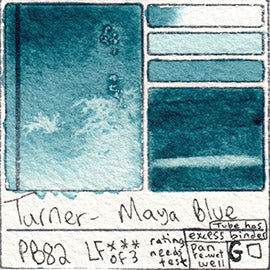 PB82 Turner Watercolor Maya Blue Color Art Pigment Database Swatch Card