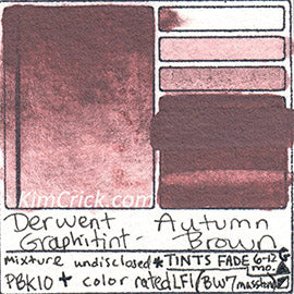 PBk10 mixture Derwent Graphitint Autumn Brown water color art swatch colour inktense metallic shimmer shine gray data