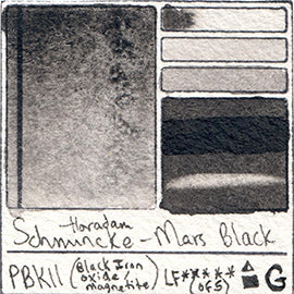 PBk11 Schmincke Horadam Watercolor Mars Black Color Granulating Art Pigment Database Swatch Card