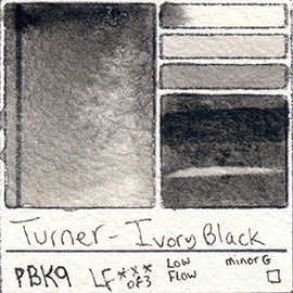 PBk9 Turner Watercolor Ivory Black Color Art Pigment Database Swatch Card