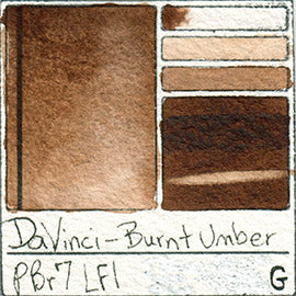 PBr7 Da Vinci Burnt Umber Watercolor Pigment Swatch Database Card Color Art