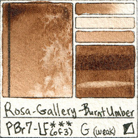 PBr7 Rosa Gallery Burnt Umber Watercolor Paint Pigment Database Handprint Color Chart