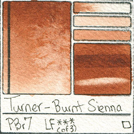 PBr7 Turner Watercolor Burnt Sienna Color Pigment Database Swatch Card