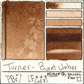 PBr7 Turner Watercolor Burnt Umber Color Art Pigment Database Swatch Card