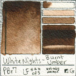 PBr7 White Nights Burnt Umber Watercolor Pigment Swatch Database Card Color Art