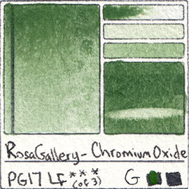 PG17 Rosa Gallery Chromium Oxide Watercolor Paint Pigment Database Handprint Color Chart