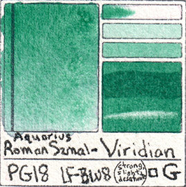 PG18 Roman Szmal Viridian Green Aquarius Watercolor Paint Color Chart Swatch