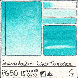 PG50 Schmincke Horadam Cobalt Turquoise Watercolor Swatch Card Color Chart