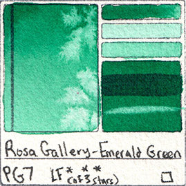 PG7 Rosa Gallery Watercolor Emerald Green Pigment Database Color Chart Swatch Card