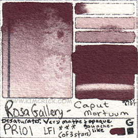 PR101 Rosa Gallery Caput Mortuum watercolor swatch card pigment art colour water masstone diluted astm database