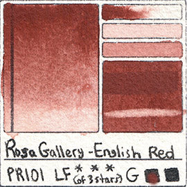 PR101 Rosa Gallery Watercolor English Red Iron Oxide Indian Handprint Pigment Swatch Color Chart