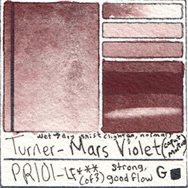 PR101 Turner Watercolor Mars Violet Color Art Pigment Database Swatch Card