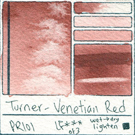 PR101 Turner Watercolor Venetian Red Color Art Pigment Database Swatch Card