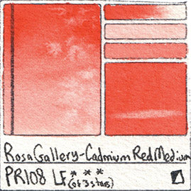 PR108 Rosa Gallery Watercolor Cadmium Red Medium Handprint Art Pigment Swatch Color Chart