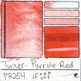 PR254 Turner Watercolor Pyrrole Red Color Art Pigment Database Swatch Card