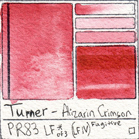 PR83 Turner Watercolor Alizarin Crimson Color Art Pigment Database Swatch Card