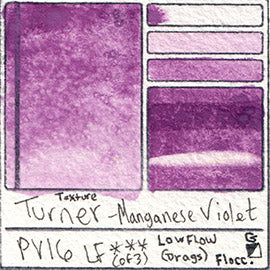 PV16 Turner Watercolor Manganese Violet Color Pigment Database Swatch Card