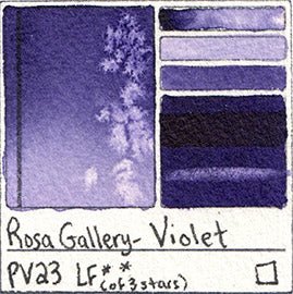 PV23 Rosa Gallery Watercolor Violet Dioxazine Purple Handprint Art Pigment Swatch Color Chart