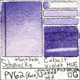 PV62 Schmincke Horadam Cobalt Violet Hue pigment dip pen swatch card color colour database