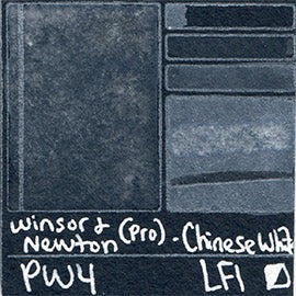 PW4 Winsor and Newton Professional Chinese White Watercolor Swatch Card Color Chart