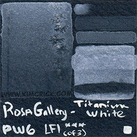 PW6 Rosa Gallery Titanium White watercolor swatch card pigment art colour water masstone diluted astm database