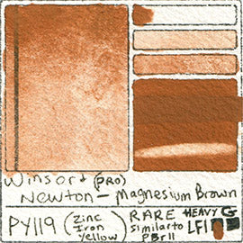 PY119 Winsor & Newton Pro Color Watercolor Magnesium Brown Pigment Database Color Chart