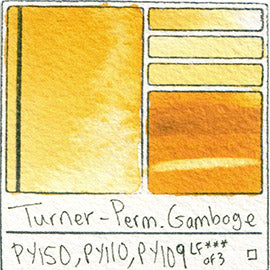 PY150 PY110 PY109 Turner Watercolor Permanent Gamboge Color Art Pigment Database Swatch Card