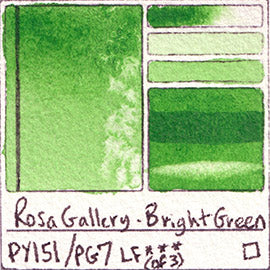 PY151 PG7 Rosa Gallery Bright Green Watercolor Paint Pigment Database Handprint Color Chart