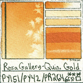 PY151 PY42 PR264 Rosa Gallery Quin Gold Watercolor Paint Pigment Database Handprint Color Chart