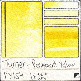 PY154 Turner Watercolor Permanent Yellow Color Art Pigment Database Swatch Card
