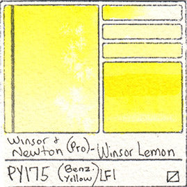 PY175 Winsor and Newton Professional Watercolor Winsor Lemon Yellow Swatch Card