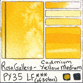 PY35 Rosa Gallery Watercolor Cadmium Yellow Medium Swatch Card Color Chart