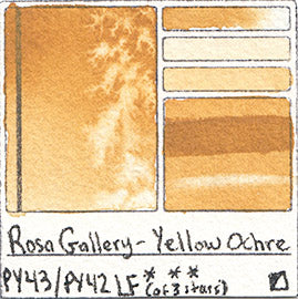 PY43 PY42 Rosa Gallery Watercolor Yellow Ochre Art of Pigment Handprint Database Color Chart Swatch Card