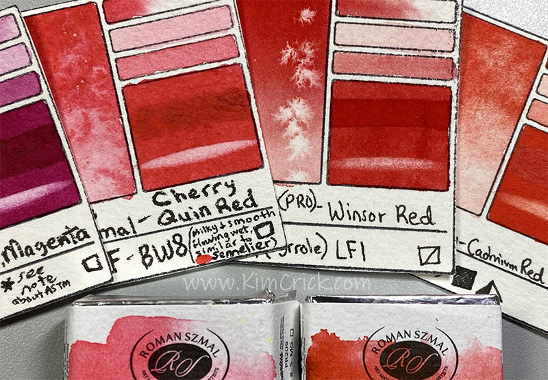 Winsor Red pr254 quin cherry coral pr209 magenta pr122 primary mixing red cool and warm