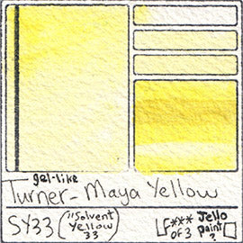SY33 Turner Watercolor Maya Yellow Color Solvent Pigment Database Swatch Card
