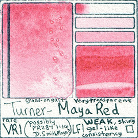 VR1 Turner Watercolor Maya Red Color Art Pigment Database Swatch Card