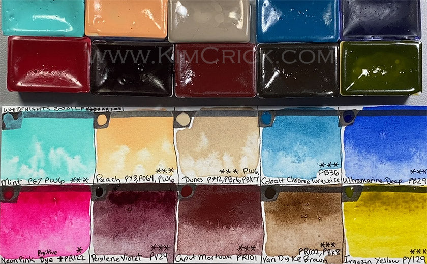 white nights color chart new 2020 colors mint peach dune cobalt chrome turquoise neon pink caput mortuum watercolor