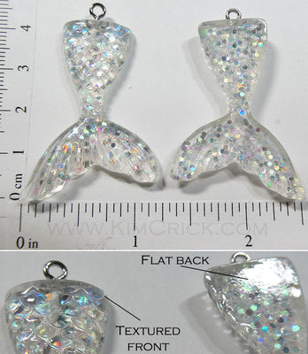 Resin Mermaid Tail Pendant Charm Focal Bead for Ocean Theme DIY Jewelry (3 Pack)