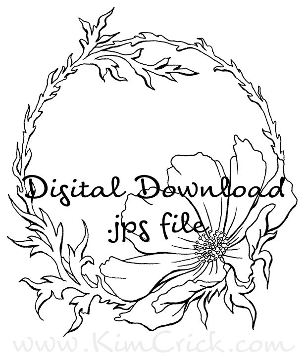 Download Digital File Floral Cosmos Flower Ink Line Drawing Artwork Clip Art Kimberly Crick