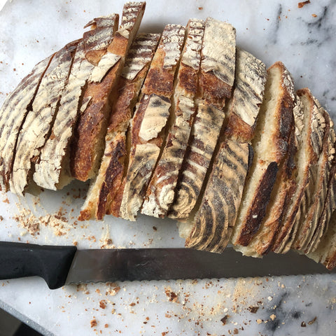 Sliced sourdough bread loaf