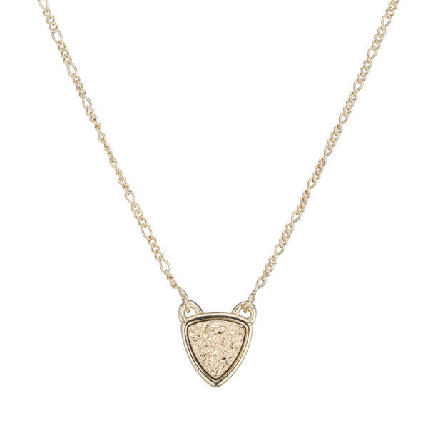 Bordeaux Triangle Druzy Charm Necklace