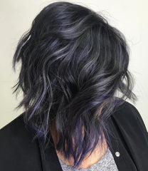 Dark hair with purple streaks