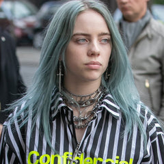 Billie Eilish with light blue hair